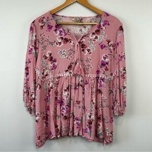 Pink floral Unknown Designer Boho top size 20